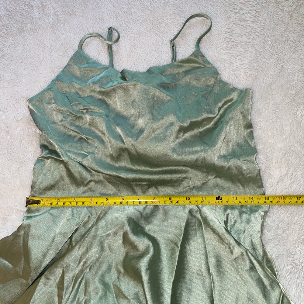Lulus Days Like Today Sage Green Satin Asymmetrical Tie-Back Midi Dress - Picture 5 of 9